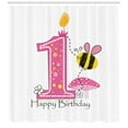 thumbnail image 3 of Ambesonne Cartoon Shower Curtain, Bees Party Cake Candle, 69"Wx75"L, Pink Black and Yellow, 3 of 3