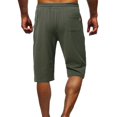 thumbnail image 4 of JUNWELL Men‘s Cotton Linen Workout Shorts Casual Drawstring Loose Fit Athletic Running Knee Length Shorts with Pockets, 4 of 4