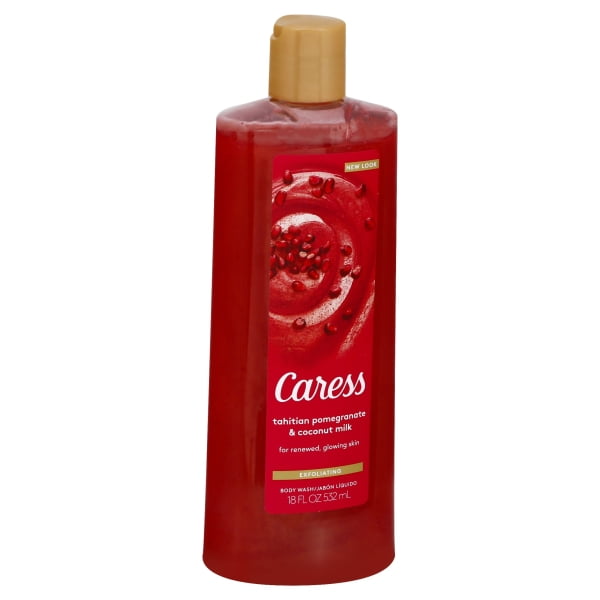 Caress Exfoliating Body Wash Tahitian Pomegranate & Coconut Milk 18 oz
