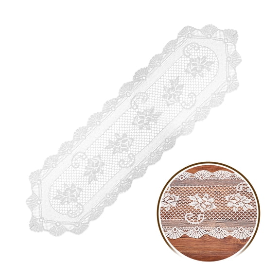 Uxcell Lace Table Runner, 47 x 14 Inch Crochet Table Runner Dresser Scarf for Wedding Party Furniture Decorations, White-WX-669