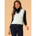 thumbnail image 2 of Suéter Sin Mangas Allegra K Chaleco de Suéter con Cuello En V Para Mujer Blanco S, 2 of 6