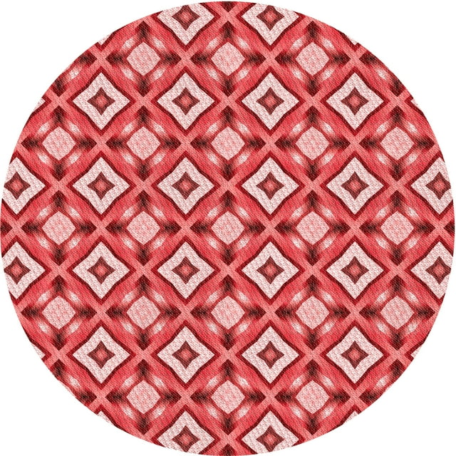 Ahgly Company Machine Washable Indoor Round Transitional Light Coral Pink Area Rugs, 3' Round