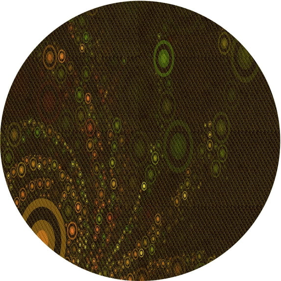 Ahgly Company Indoor Round Patterned Dark Bronze Brown Area Rugs, 6' Round