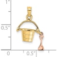 thumbnail image 3 of 14K Two-Tone Rose And Yellow Gold 3-D Beach Bucket Shovel Charm (14.8 X 11.6) Made In United States k9239, 3 of 5
