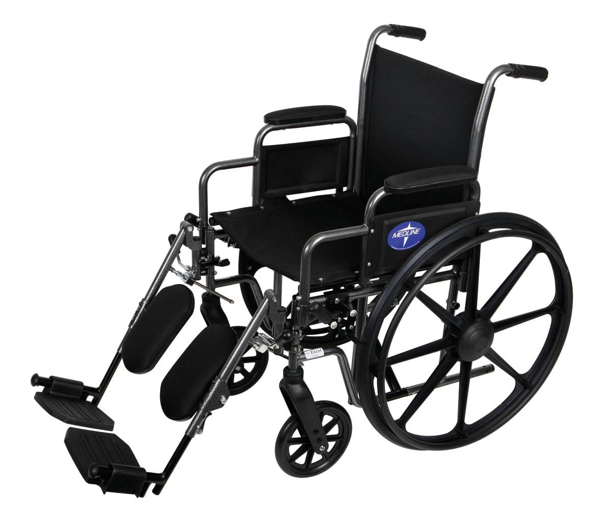 Medline K1 Basic Wheelchair, 16" Wide Seat, DeskLength Arms, Elevating