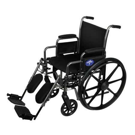Medline K1 Basic Wheelchair, 16" Wide Seat, Desk-Length Arms, Elevating Leg Rests