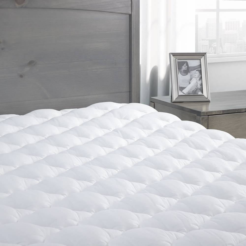 QUILTED MATTRESS PROTECTOR TOPPER LUXURY FITTED COVER SINGLE DOUBLE KING BUNK 