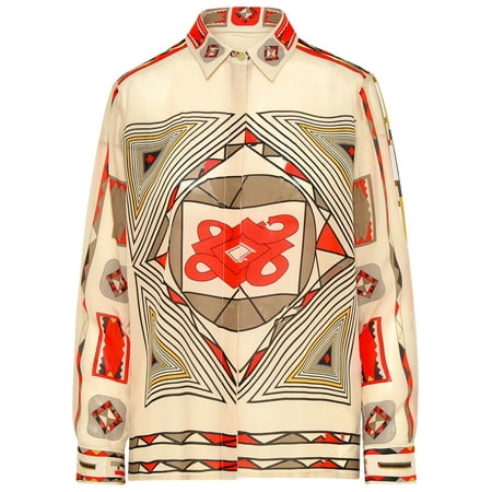 

Kutnia Woman Cream Silk Geometric Zeugma Shirt