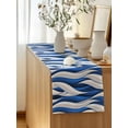 thumbnail image 5 of Table Runner 60 Inches Long for Kitchen Dining, Blue White Moire Dresser Scarf Farmhouse, Dining Table Decorations for Wedding/Parties, Modern Abstract Art 13 x 60 In, 5 of 8