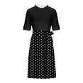 thumbnail image 6 of FDGIU Vintage A-Line Skirt - Women's High Waist Pleated Midi Skirt with Pockets (Polka Dot, Rockabilly Style), 6 of 6