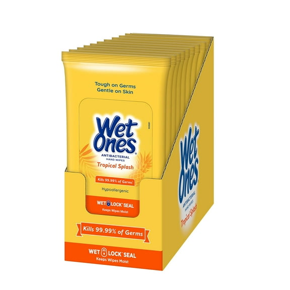 Wet Ones Antibacterial Paraben-Free Hand Wipes, Tropical Splash, 20 Ct