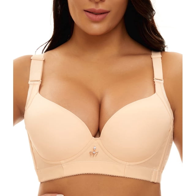 Sujetador OYXJJP Talla grande Push Up sin costuras con aros 38DD nude
