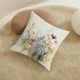 thumbnail image 5 of Spring Summer Floral Throw Pillow Covers 18x18 Set of 2 Colorful Wildflower Outdoor Pillows Cover Watercolor Flowers Rustic Farmhouse Linen Decorative Cushion Case for Couch Bed Decor, 5 of 6