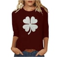 thumbnail image 2 of St. Patrick's Day T-Shirt for Women Glitter Texture Shamrock Clover Graphic Crewneck Long Sleeve Loose Fit Soft Festive Holiday Graphic Tee Top, 2 of 7