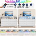thumbnail image 4 of Modern Wood Dresser, 55" Wide 6 Drawer Chest with LED Light & Built-in Power Outlets for Bedroom, Living Room & Hallway, 4 of 8