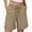 Khaki, variant on Womens Pull on Shorts Women Summer Bermuda Shorts Drawstring High Waist Cuffed Casual Loose Breathable Summer Vacation Short Pants Khaki M