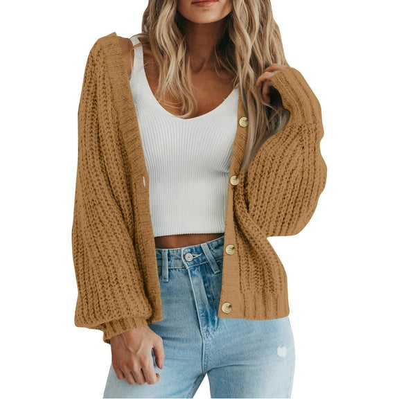 Kilaqueen Womens Plus Size Cardigan Sweater Long Sleeve Button Down Chunky Knit Open Front Cardigans Outwear Casual Draped V Neck Sweater Coat