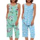 thumbnail image 1 of Conjunto de Ropa de Salón para Mujer, Ropa de Dormir con Cuello en V Impresión de Manga Corta Blusa Y Pantalones Cortos con Cintura Elástica Hecha de Poliéster, Blusas para Mujeres Casual, 1 of 8