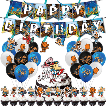 38PCS For Dogs Man Birthday Party Decorations,With 1 Happy Birthday Banner Garland,6 Hanging Swirls,13 Cupcake Toppers,18 Balloons for Party Supplies