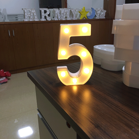 Light Up Letter LED Alphabet PlasticParty Sign Wedding Festival Stand Decoration (Number - 5)