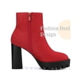thumbnail image 3 of BLISSFUL STEP Platform Boots Round Toe Side Zip Block Heels Ankle Boots for Women, 3 of 6