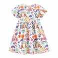 thumbnail image 3 of Pejock 1-7 Years Baby Girls' Cotton Dresses Kids Pageant Flower Girl Dress Baby Boys Girls Easter Lovely Bunny Candy Color Short Sleeve Dress, 3 of 6