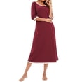thumbnail image 5 of Hanerdun Women Midi Nightgowns Female Short Sleeve Sleepshirt Lounge Dress Red XL, 5 of 5