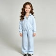 thumbnail image 4 of HAYIMI Girls Two Piece Long Sleeve Lapel Collar Sweatshirt And Pants Kids Playful Casual Outfit Sets Cozy Button Closure Everyday Wear Breathable Clothes Sets, 4 of 6