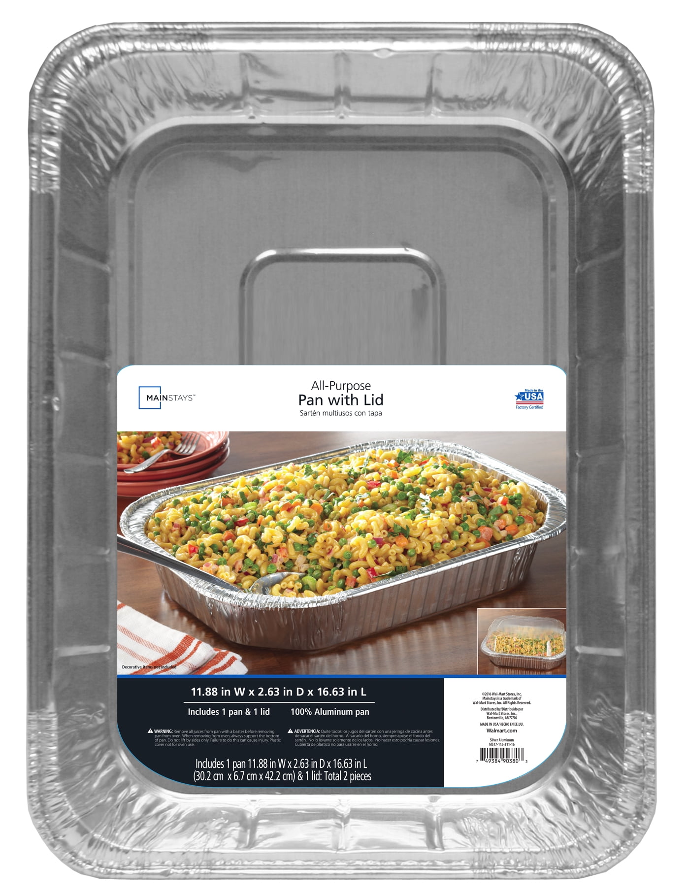 Mainstays Aluminum Foil All-Purpose Cooking and Baking Pan with Lid 1 Count Take-Out