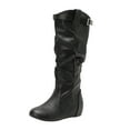 thumbnail image 2 of Viluyesy Womens Knee High Boots, Half-Zipper Round Toe Hidden Heel Fashion PU Leather Slouchy Boots Black, 2 of 7