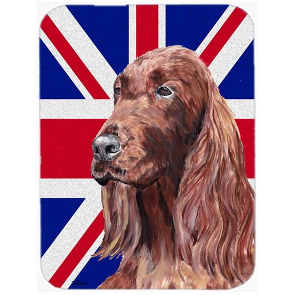 Irish Setter With Engish Union Jack British Flag Glass Cutting Board - Large