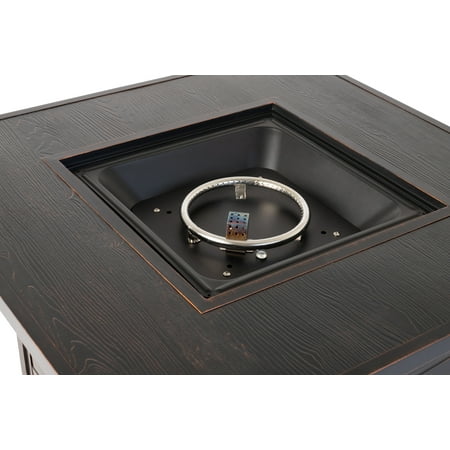 Fire Sense - Langhorne Square Aluminum LPG Fire Pit - Antique Bronze
