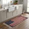 thumbnail image 6 of Area Rug with Tassels 2' x 5', Vintage Patriotic American Flag Kitchen Runner Rug for Hallway Bedroom Throw Rugs, Independence Day Stars Stripes Soft Door Mat for Bathroom Entrance Living Room, 6 of 9