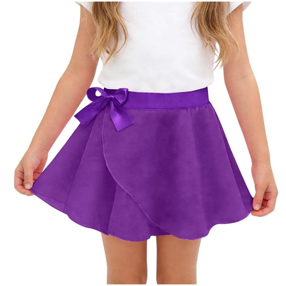 IFNWSV Girls Play Skirt Short Length Elastic Waist Solid Color Chiffon Fabric Skirt 4-5 Years