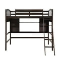thumbnail image 4 of Solid Wood Loft Bed with Desk, Twin Loft Bed with Storage Shelves, Space Saver Twin Size Wood Loft Bed Frame with Ladder, No Box Spring Needed Bedroom Furniture, Espresso, 4 of 7