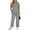 Gray, variant on CheerKidz Womens Solid Color V Neck Top with Pants Set Summer Vacation Travel Home Matching Two Piece Outfit for Comfortable Wear