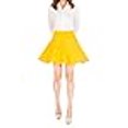 thumbnail image 3 of Basic Solid Stretchy Cotton High Waist A-line Flared Skater Mini Skirt (L, Yellow), 3 of 4