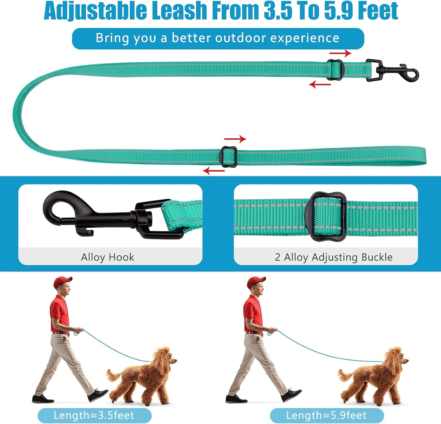 Solennerer Dog Collar Dog Leash Sets Heavy Duty Pet Leash Lead Rope for Small Medium Large Dogs Walking Running Training