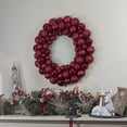 thumbnail image 2 of Northlight 3-Finish Shatterproof Ball Christmas Wreath - 24" - Burgundy Red - Unlit, 2 of 3