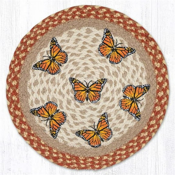 Earth Rug 57-915M 15 x 15 in. Monarch Printed Braided Round Placemat, Multi Color