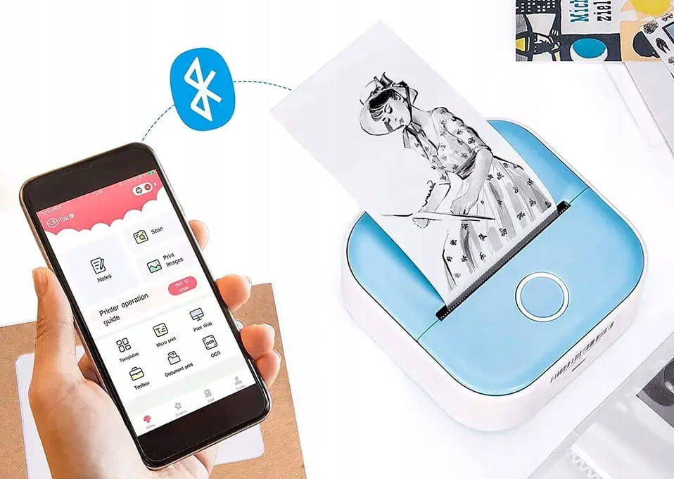 Portable Bluetooth Mobile Phone Label Error Printer Thermal Printer T02