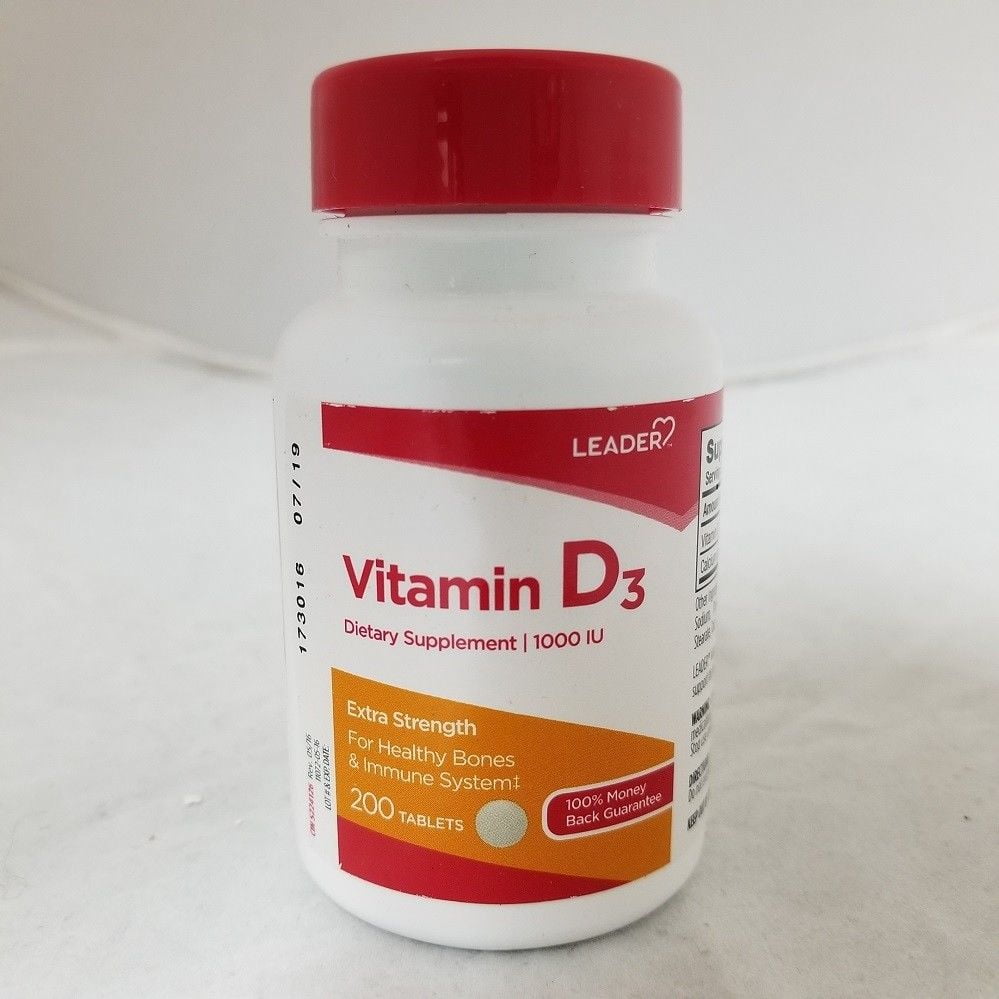 Leader Vitamin D3 1000 IU Tablets, 200ct