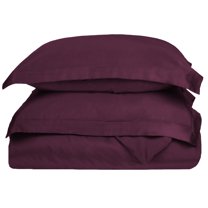 400-Thread Count 100% Egyptian Cotton Elegant Solid Duvet Cover Set Plum / Twin