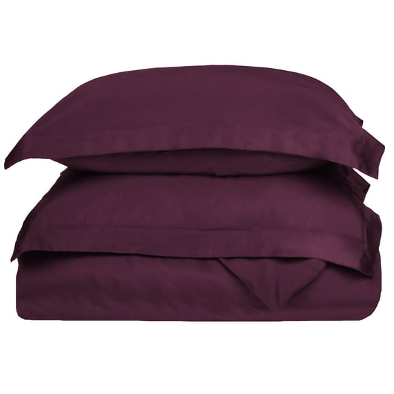 400-Thread Count 100% Egyptian Cotton Elegant Solid Duvet Cover Set Plum / Full/Queen