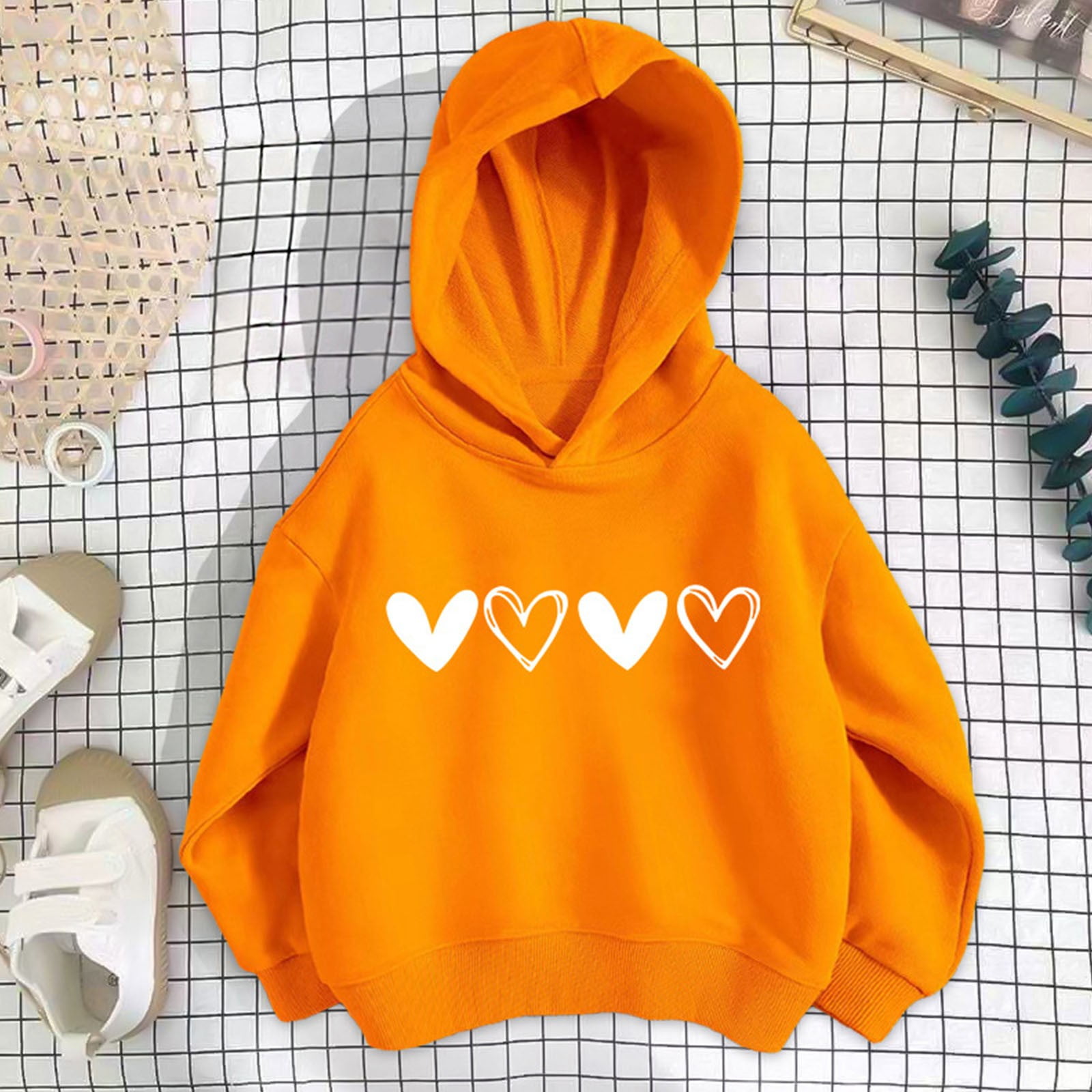 cfhntfmh Hoodies for Girls Boys Casual Heart Printed Long Sleeve
