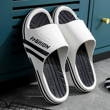 

Sports Slippers Men s Summer Outdoor Wear Large Size Outdoor Trend Non-slip Wear-resistant Home Use Beach Men s Sandals Outdoor White and black 36-37(235mm)