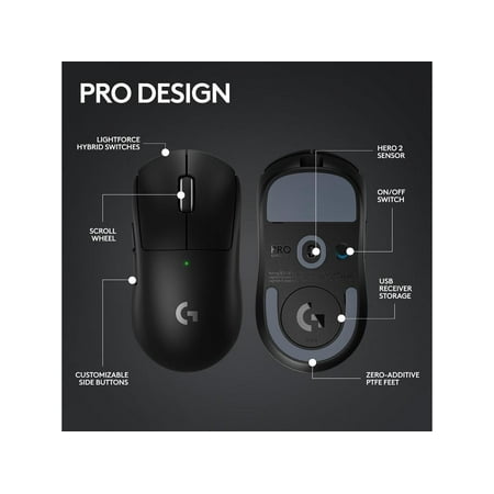 Logitech - G PRO X SUPERLIGHT 2 LIGHTSPEED Lightweight Wireless Optical Gaming Mouse with HERO 32K DPI Sensor - Black