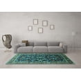 thumbnail image 3 of Ahgly Company Machine Washable Indoor Round Oriental Turquoise Blue Industrial Area Rugs, 7' Round, 3 of 4