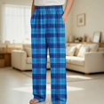 thumbnail image 2 of DJDLJWCJ Boys Casual Pants Elastic Waist Plaid Print Straight Leg Pants Comforty Lightweight Long Trousers Navy Size 4T, 2 of 7