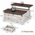 thumbnail image 4 of Itaar 39.4'' Lift Top Coffee Table with Storage, Farmhouse Coffee Tables for Living Room, Square Coffee Table with Large Hidden Compartment & 2 Drawers & Adjustable Shelves, White, 4 of 6